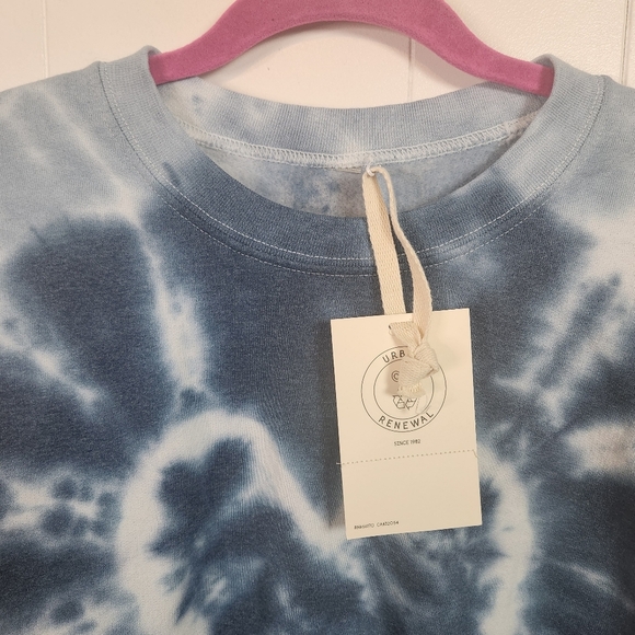 Urban Renewal Remade Heart Blue Tie Dye Crew Neck Sweatshirt Oversized Large XL - Picture 7 of 10